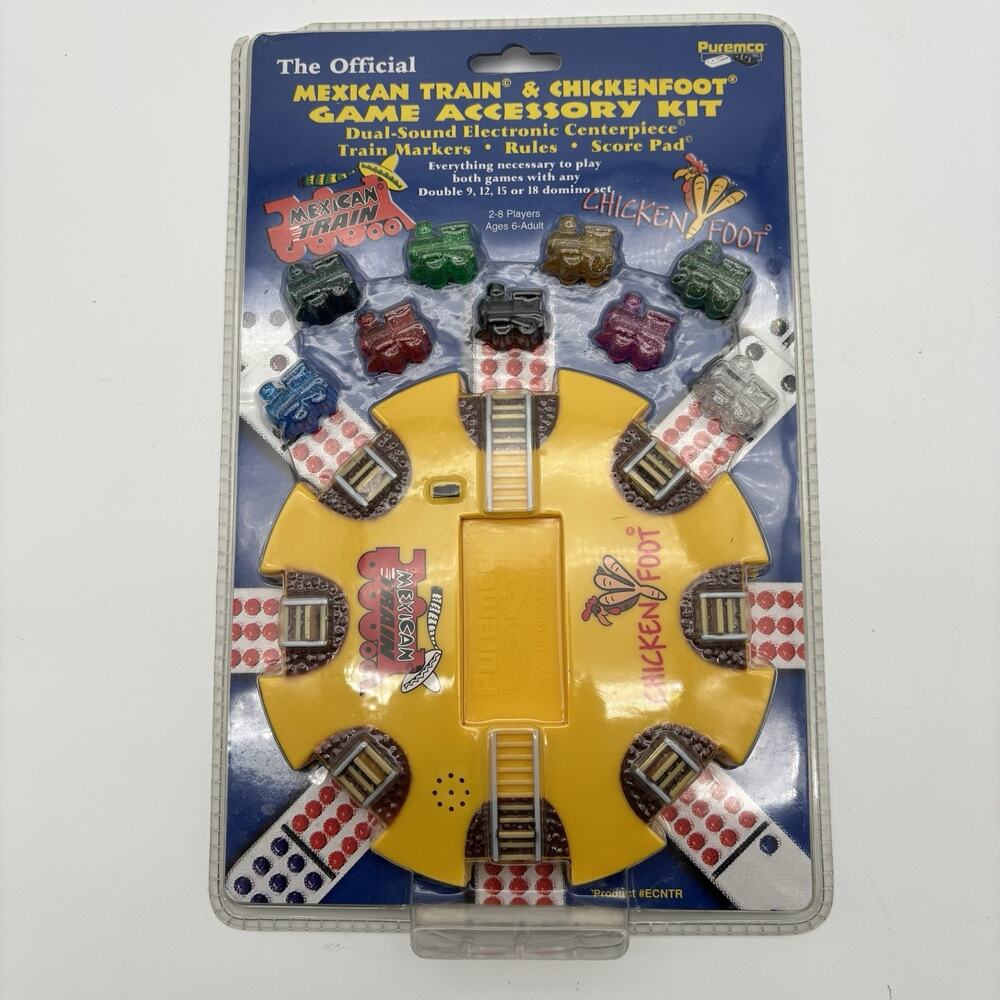 Puremco Mexican Train & Chickenfoot Dominoes Game Centerpiece New Sealed